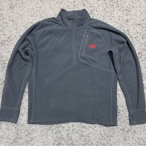 The North Face Gray Fleece 1/4 Zip Pullover Mens XL Chest Pocket Thumb Holes